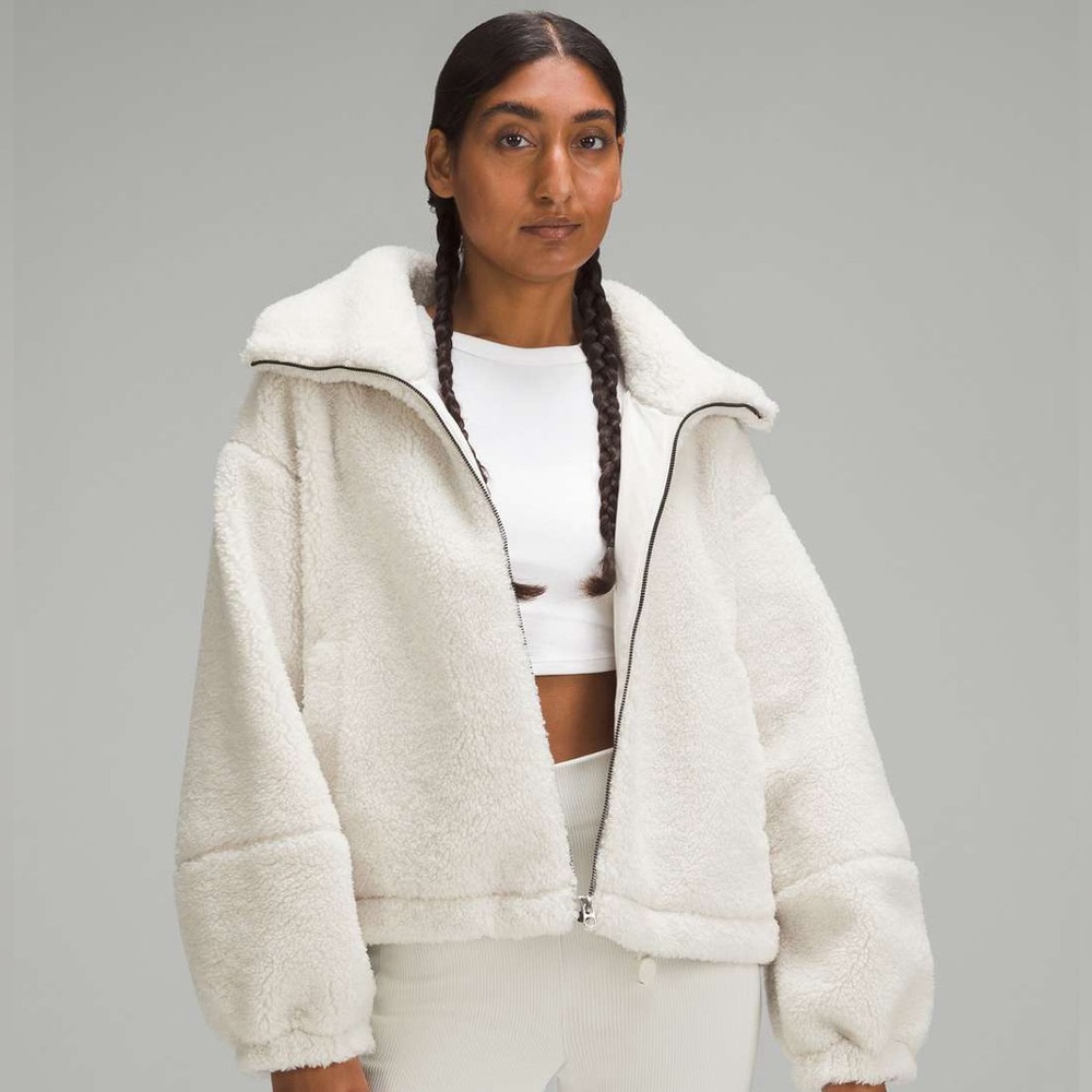 Lululemon Cinchable Fleece Zip Up Jacket Ivory Size 4